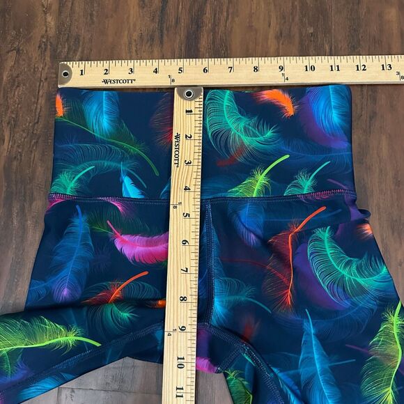 TEREZ Feather Print High-Rise Full Length Leggings in Black Multicolor - Picture 11 of 13